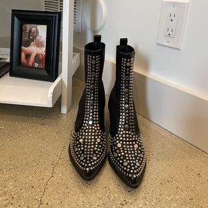 Nasty gal black and silver studded boots